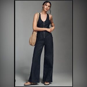 Maeve Black Corduroy Jumpsuit Sleeveless Design
